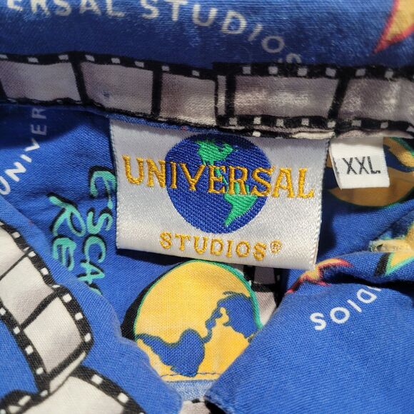 Vintage Universal Studios Hollywood Made In USA Tropical Shirt Blue XXL EUC - Picture 6 of 10